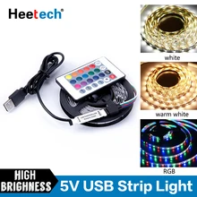 5 в Светодиодная лента светильник USB кабель силовой светильник RGB/теплый белый гибкий светодиодный светильник ленточный Телевизор Настольный ПК экранный светильник ing 1 м 2 м 4 м 5 м