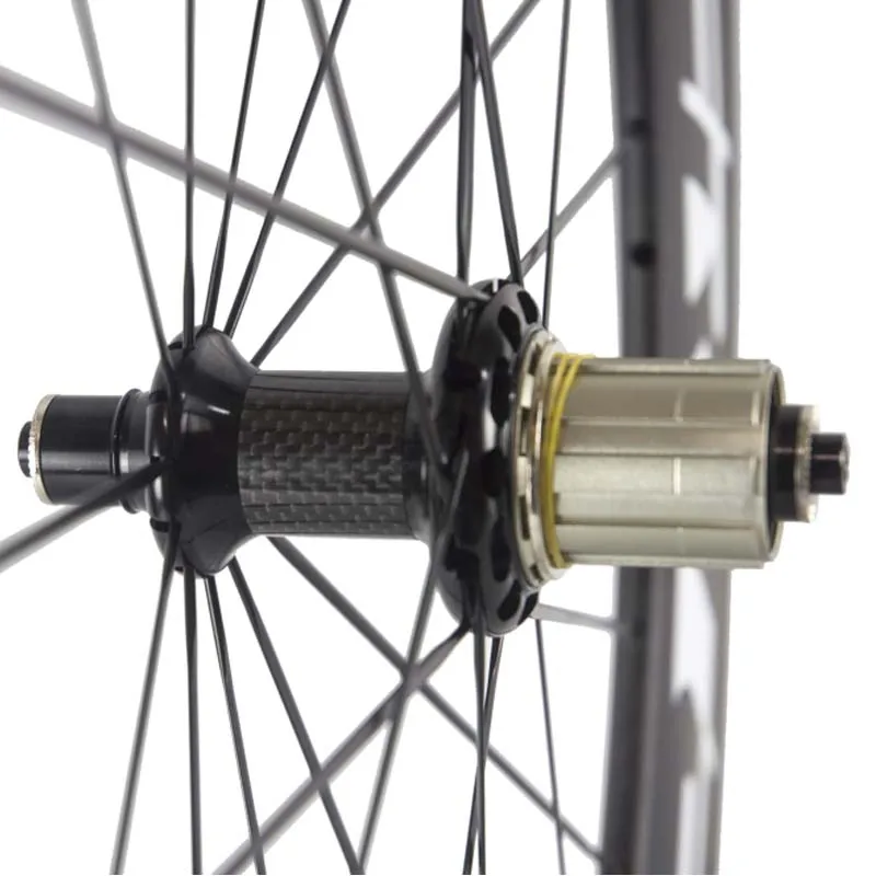 Superteam 700C 88mm Clincher Tubular Road Bike Carbon Wheels 23mm Width Bicycle Wheelset