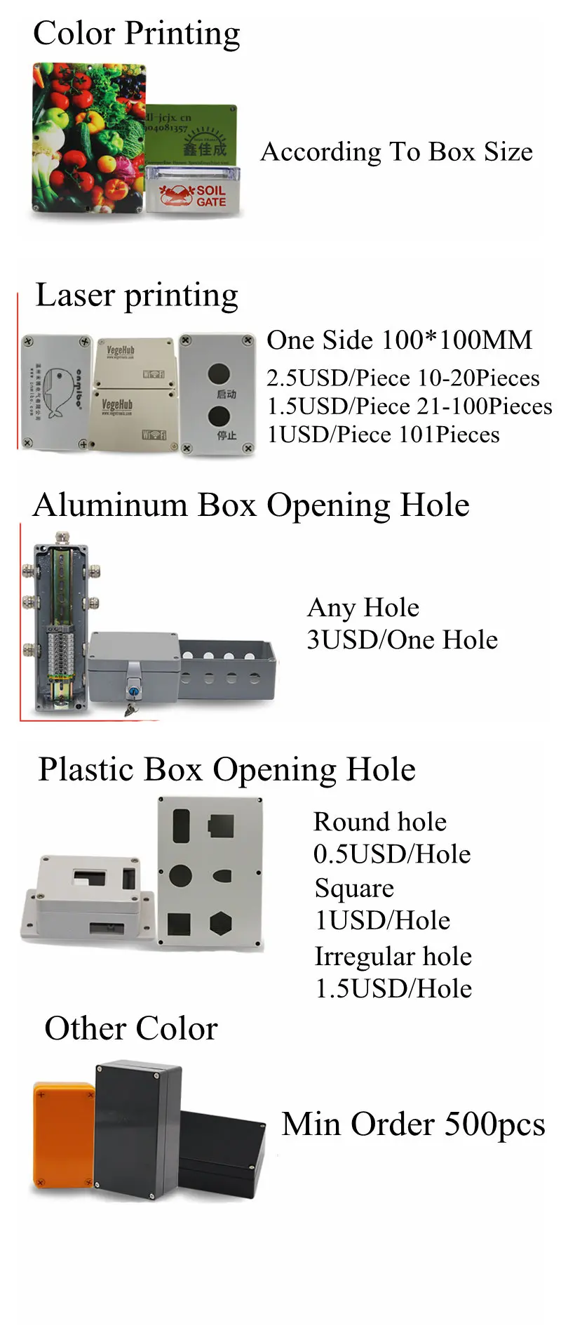 FA16 280x185x80 мм IP65 Водонепроницаемый терминал металлический алюминиевый распределительная коробка корпус для электронных проектов чехол для инструмента открытый