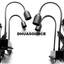 Двойная Головка Кронштейн-держатель для лампы светильник аксессуары E27 лампа держатель гусиная шея зажим аквариум лампа calmp клип светильник