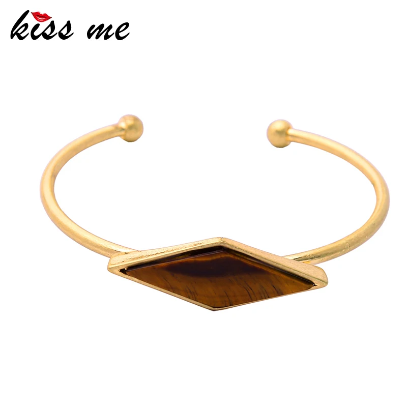 

KISS ME Brown Geometric Synthetic Stone Women Bangle Cuff Bracelet New Design Iron Alloy Vintage Accessories