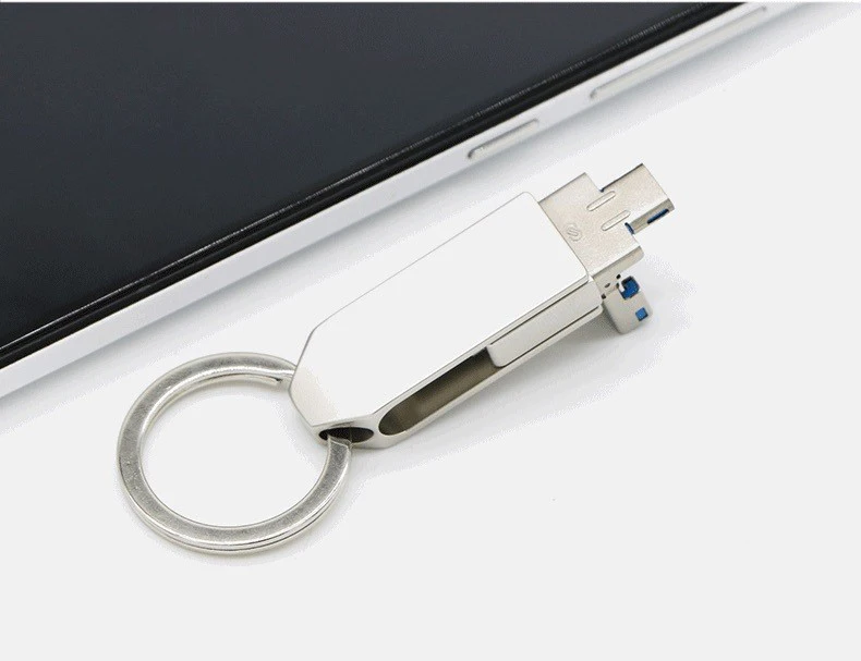 Тип C флэш-диск, 3in1 флэш-накопитель USB OTG (Тип-C/Micro USB/USB3.0) Водонепроницаемый Memory Stick с брелок металлический для компьютера