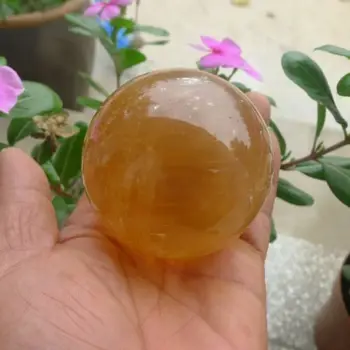 

05358 NATURAL CITRINE CALCITE QUARTZ CRYSTAL SPHERE BALL HEALING !!