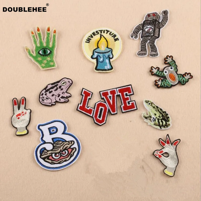 DOUBLEHEE Green Vegetable Frog Patch Embroidered Iron On Patches Style Design Fashion Embroidery DIY Coat Shoes Accessories | Дом и сад