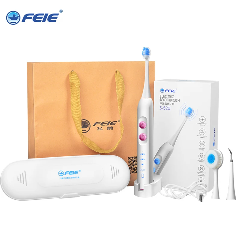 

FEIE New Electric Toothbrush Waterproof IPX7 4 Modes 38,000 Strokes/min 2 Pcs DuPont Replacement Best Toothbrush S-520
