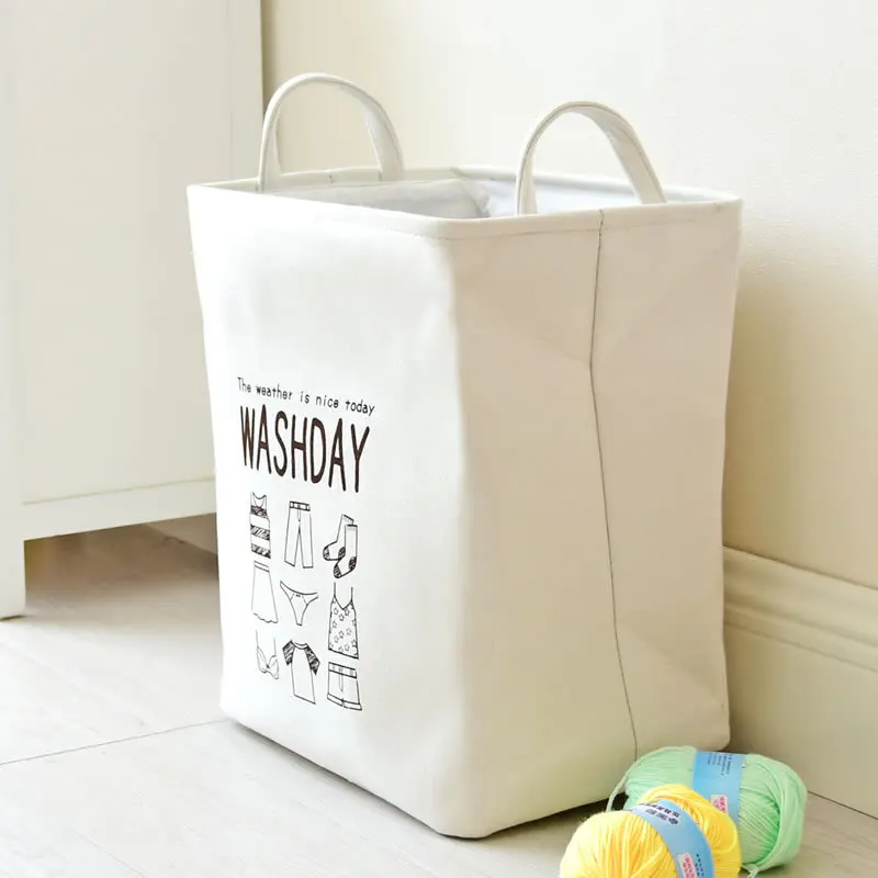 

WASHDAY White Clothing Storage Basket Folding laundry basket Cloth jute portable basket sundry Toy Bag