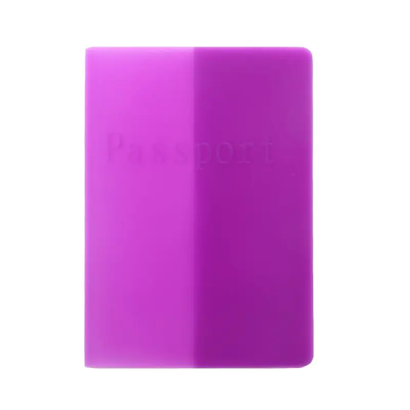 Карамельный цвет силиконовые паспорт Чехол Крышка билеты карточки держатель, аксессуары для путешествий, унисекс - Цвет: Фиолетовый