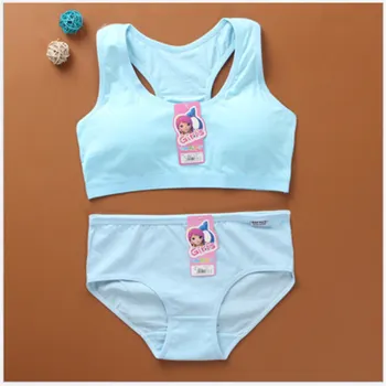 

Kids Bras for Puberty Girls Free Size Sports Bra Set Pure Color Soft Underpants Set Young Girl Training Bra Underwear Clothing