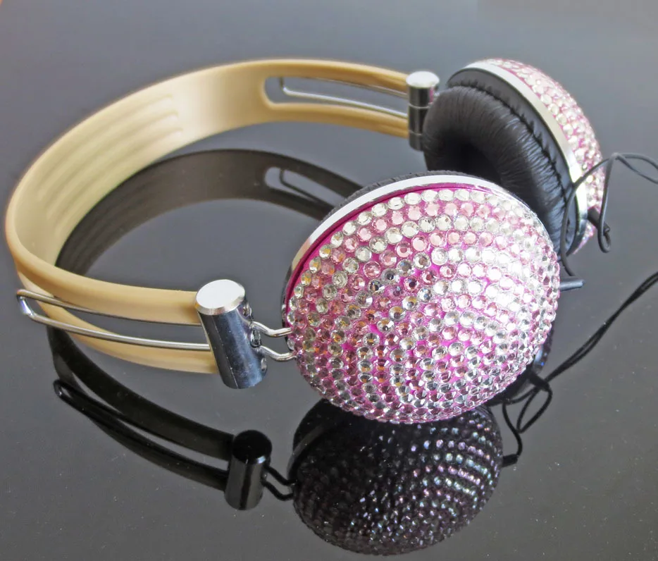 Cool! Glitter Headphones Stereo Crystal Rhinestone Headset Bling