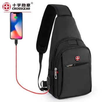 

men usb Female Fashion Sling Bag for Women and men big travel Shoulder Bags gear Small Travel Chest Bag Red Black Zipper Bag
