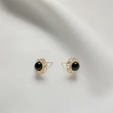 PINJEAS черный оникс серьги-гвоздики минималистичные серьги для женщин ювелирные изделия