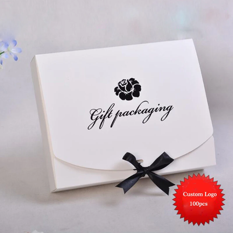 

10pcs/lot Customizable Logo Paper Box Fit for Underwear pyjamas scarf bow gift box