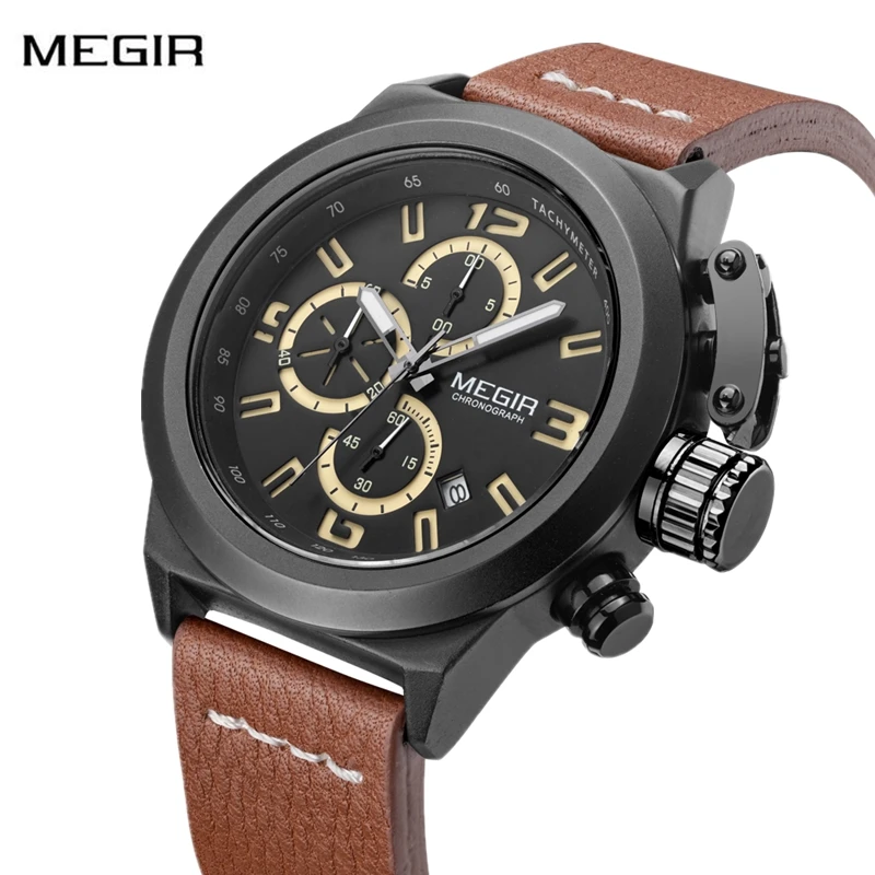 

MEGIR Men Watch Relogio Masculino Multi-function Sport Watch Men Clock Chronograph Army Military Men's Watch Reloj Hombre