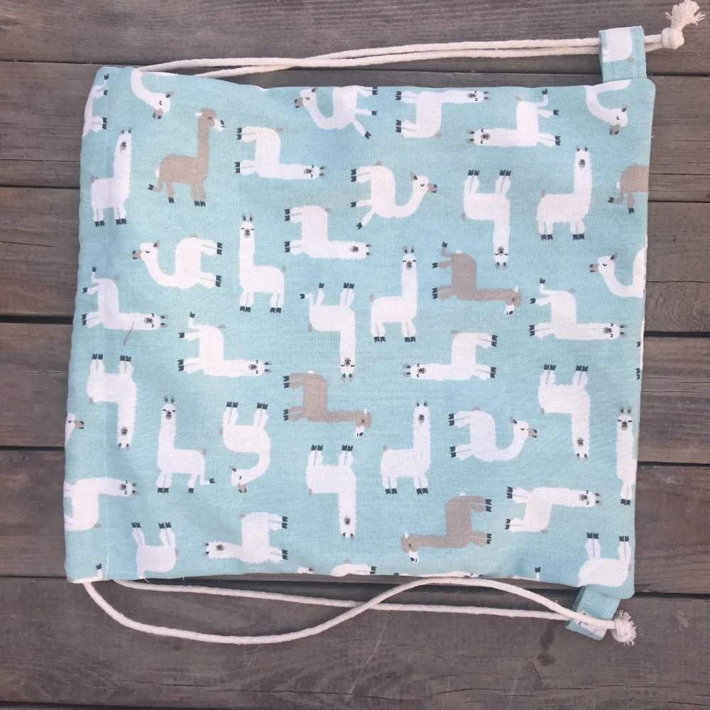 YILE 1pc Cotton Linen Drawstring Multi-purpose Backpack Student Book Bag Print Alpaca 9128e 5