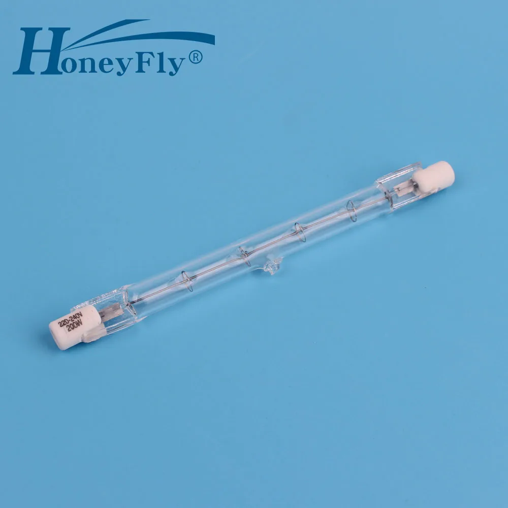 HoneyFly 1 шт. J118 галогенные лампы 220 V/110 V 150W 200W 250W 300W 500W R7S с двумя концами, 118 мм нити потолочные светильники кварцевая трубка