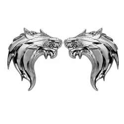 1 шт. Автомобиль Мотоцикл сторона серебро 3D металлическая наклейка логотип голова Волка значок эмблема автомобиля аксессуары