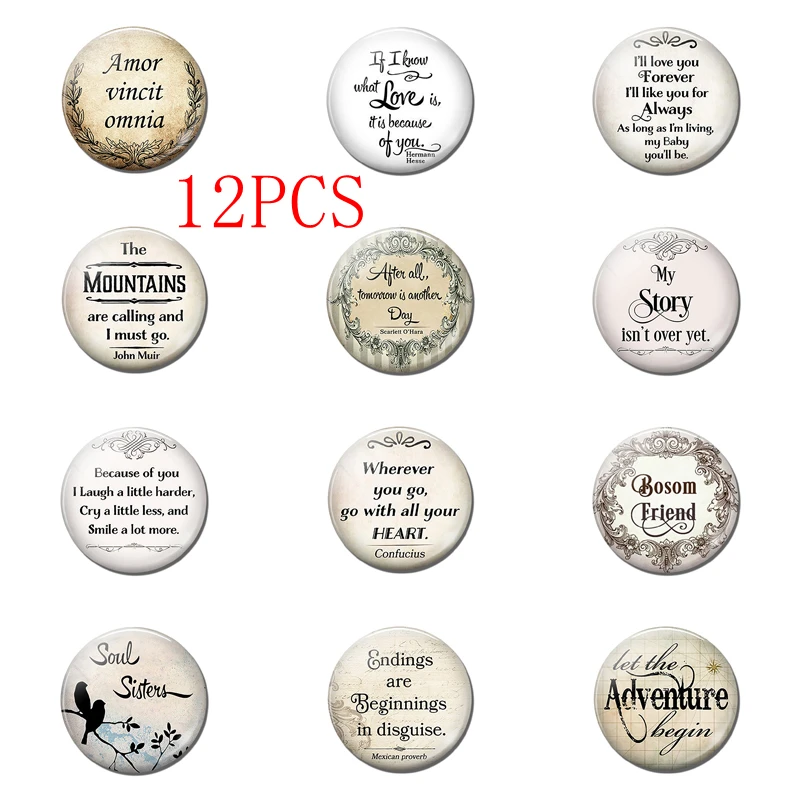 12 PCS 5 шт./компл. Soul Sisters, грудь, друг, я буду любить тебя навсегда Цитата 25 мм кабошоны круглые Стекло Кабошон для изготовления ожерелья друзья "," Влюбленные "Подарки - Цвет: 12 PCS