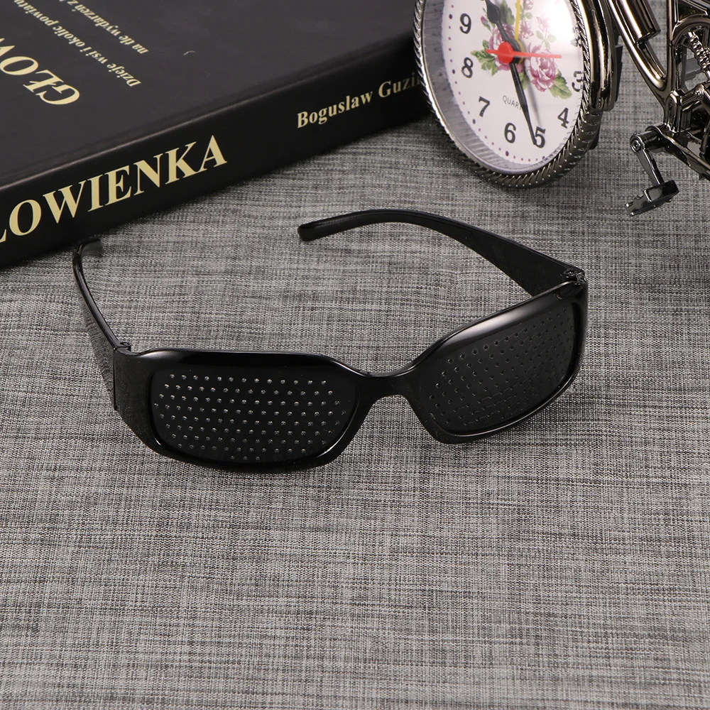 

Black Anti-myopia Pinhole Glasses Pin hole Sunglasses Eye Exercise Eyesight Improve Plastic Natural Healing vision Care Eyeglass