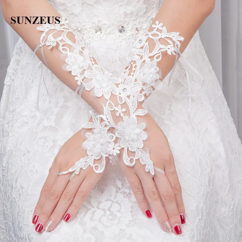 Sexy Hollow Lace Opera Length Bridal Gloves Fingerless Wedding