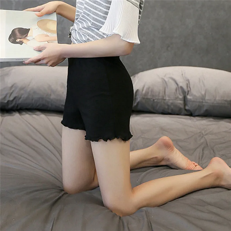 

Women Safety Pants Ladies Soft Cured Edge Cotton Short Pants Female Solid Color Shorts Girls Dress High Elastic Safe Shorts