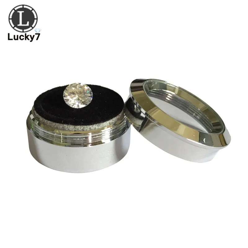 

Round Stainless Steel Diamond Display Box High Quality Metal Gemstone Cases Diamond Storage Organizer Gift Box 3.4*1.8cm