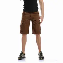 Для мужчин Повседневное бермуды Masculina Брендовые однотонные высокое качество коричневый Кофе черный Армейский зеленый мужские шорты-карго Для мужчин модные летние шорты