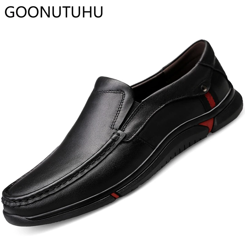 

2019 fashion men's shoes casual genuine leather loafers male brown black slip on shoe man flats driving shoes for men plush size