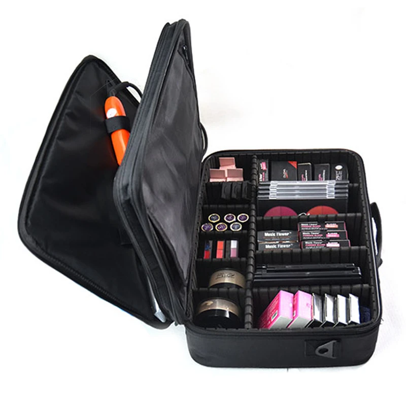 Women Professional Makeup Organizer Large Capacity Storage Case Oxford Cosmetic Bag High Quality Casual Disassembly Suitcase