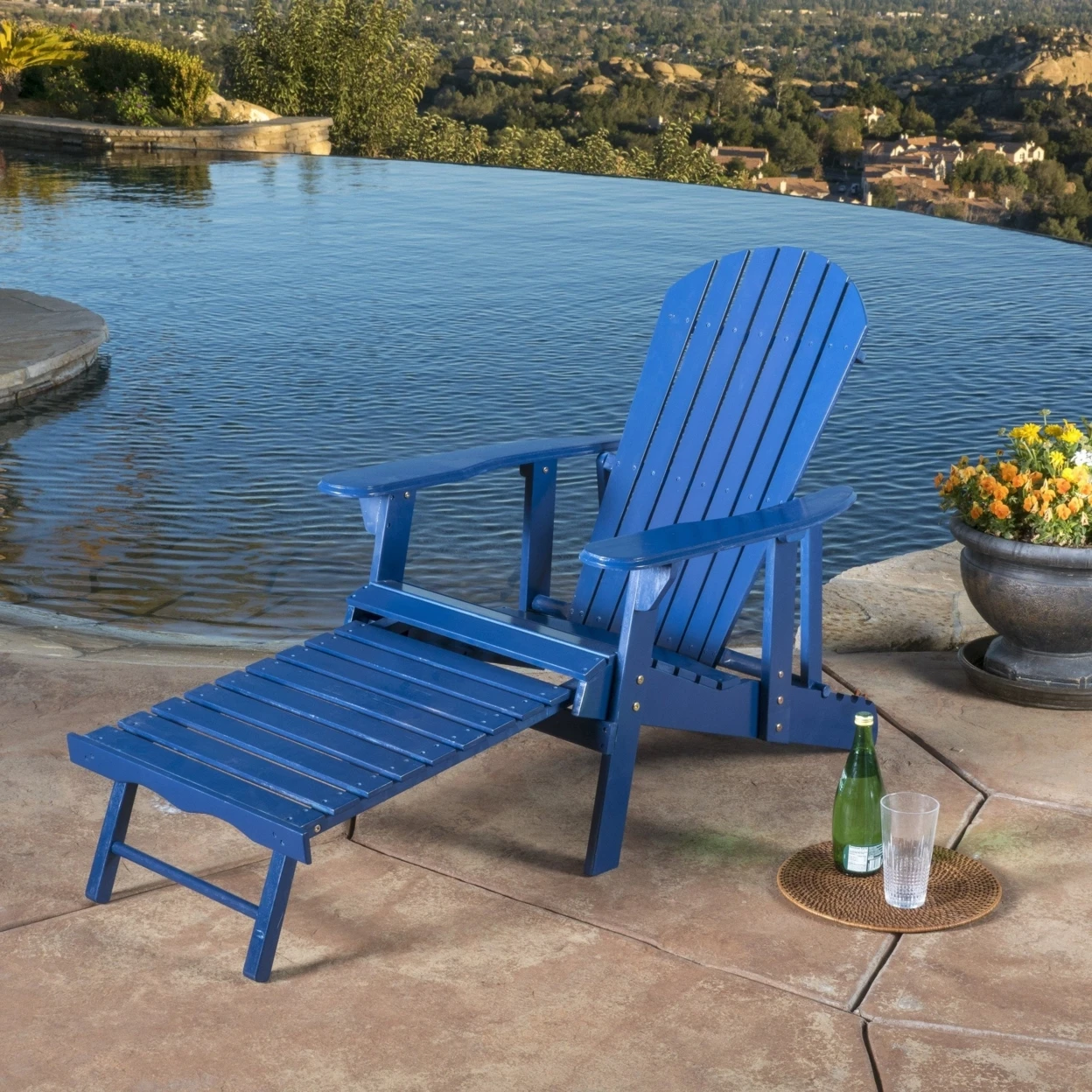 Katherine Outdoor Reclining Wood Adirondack Chair with Footrest (Set of 2) - dup 3