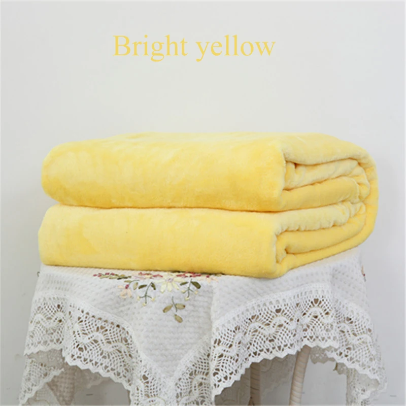 Домашний текстиль, однотонное одеяло, супер мягкое теплое Коралловое Флисовое одеяло, s одеяло на кровать/диван/домашний размер King 200x230 см - Цвет: bright yellow