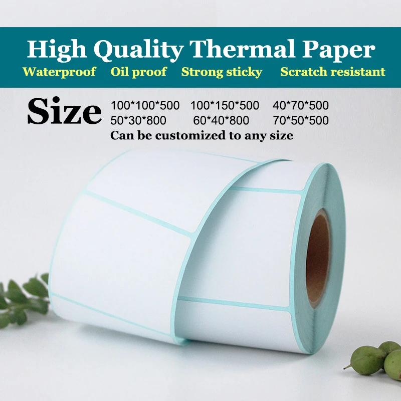 

100mm*100mm*500Pcs Printable Sticker Paper Roll Direct Thermal Paper White Fax Paper with Self-adhesive Custom 3.94in*3.94in*500