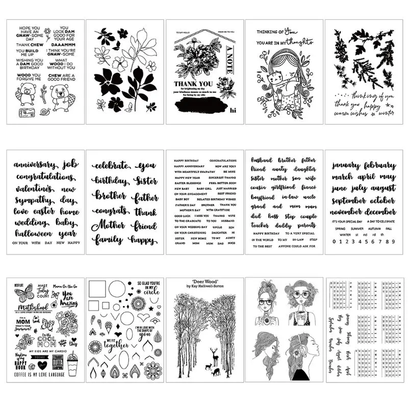 1PCS Week And Month Style Calendar DIY Silicone Clear Stamp Cling Seal Scrapbook Embossing Album Decor Art Drafts