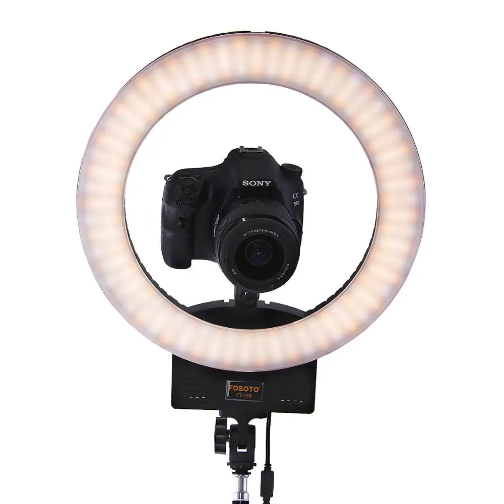 FOSOTO FT-12B фотографический светильник ing 3200-5600K 3 популярная обувь светодиодный кольцевой светильник для фотосъемки селфи кольцевая лампа для камеры телефона видео