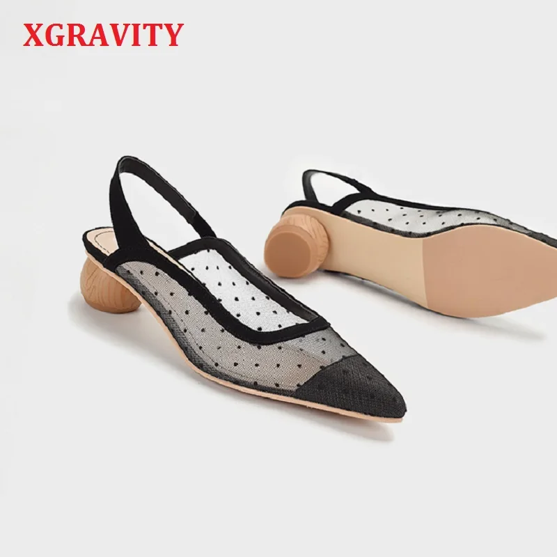 Женские дышащие босоножки XGRAVITY привлекательные модельные туфли с острым носком