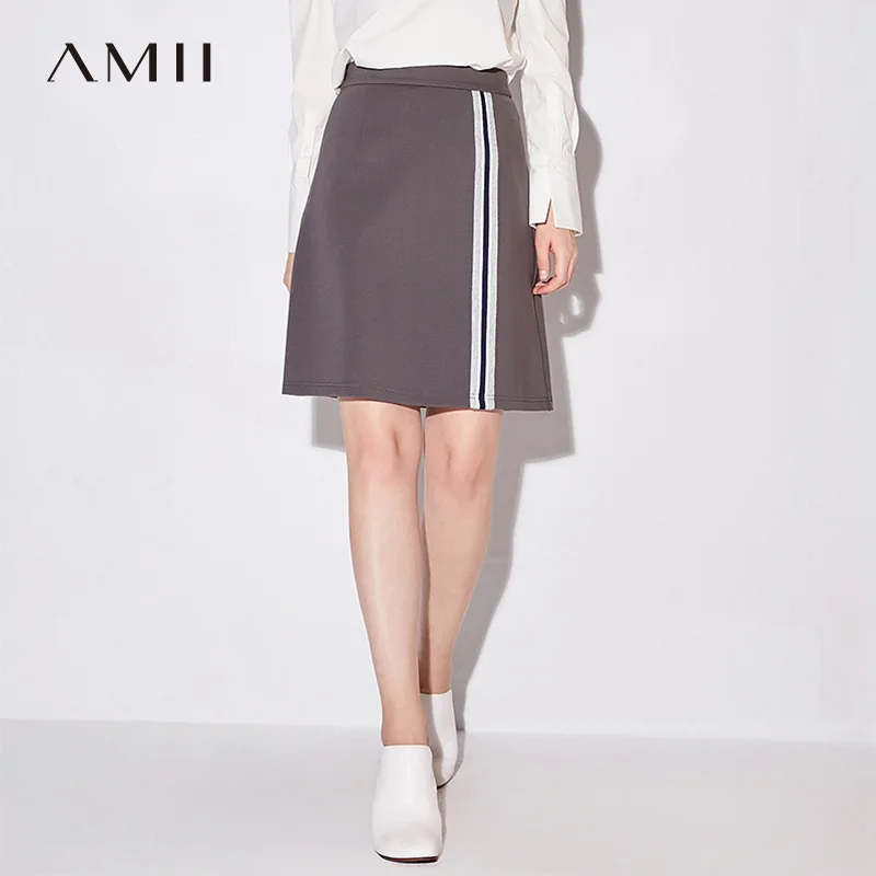 gris Militar Rodilla Una negro Longitud Faldas La Línea Mujer Minimalista Falda Color 2019 verde De Oscuro Amii Contraste Beige azul RqHaPBq