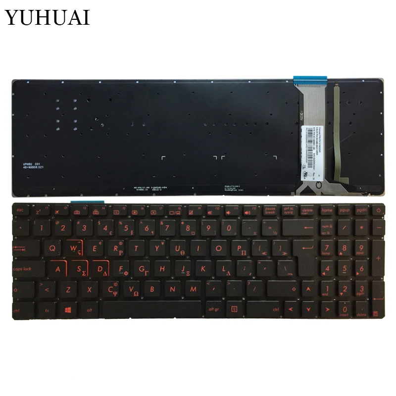 Греческая красная Клавиатура для ноутбука с подсветкой ASUS GL752 GL752V GL752VL GL752VW GL752VWM