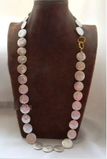 

Hot sale new Style >>>>> big Nature 32'' 20MM White Coin Freshwater Pearl Necklace