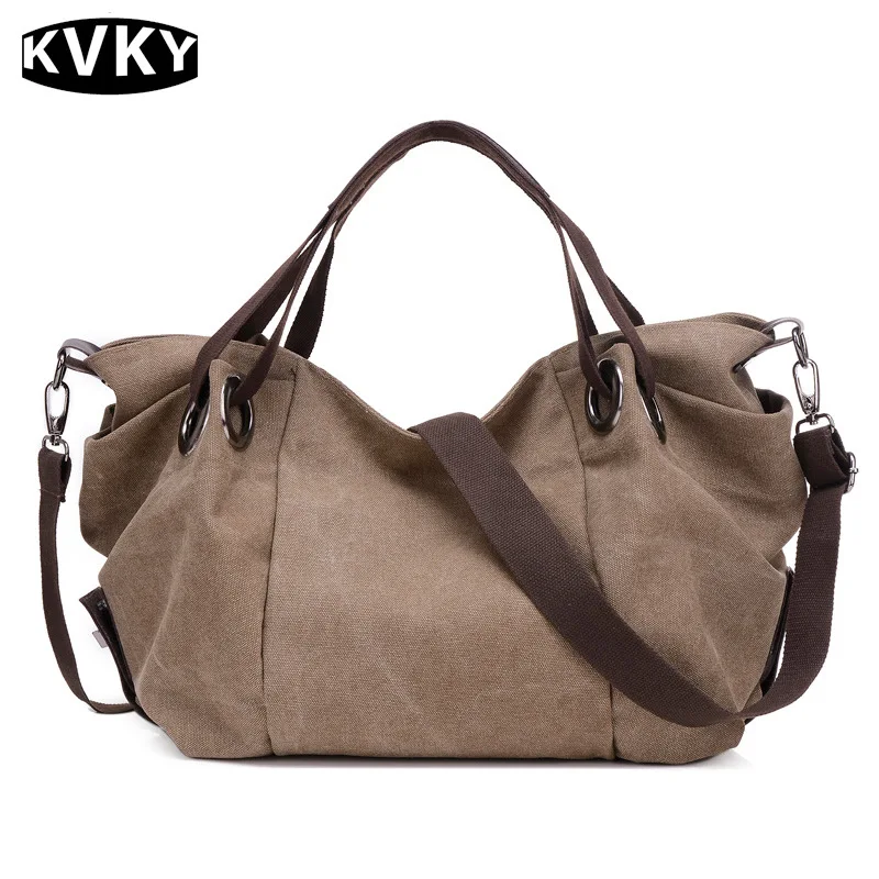 

KVKY 2017 New Vintage Canvas Women Handbag Tote Ladies Shoulder Messenger Bag Patchwork Crossbody Shopping Bag Bolsa