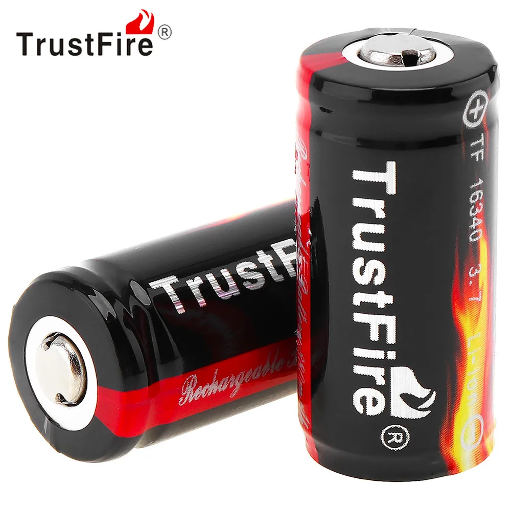 

2pcs TrustFire 3.7V 880mAh 16340 CR123A Rechargeable Li-ion Battery with Protected PCB for LED Flashlight Headlamp
