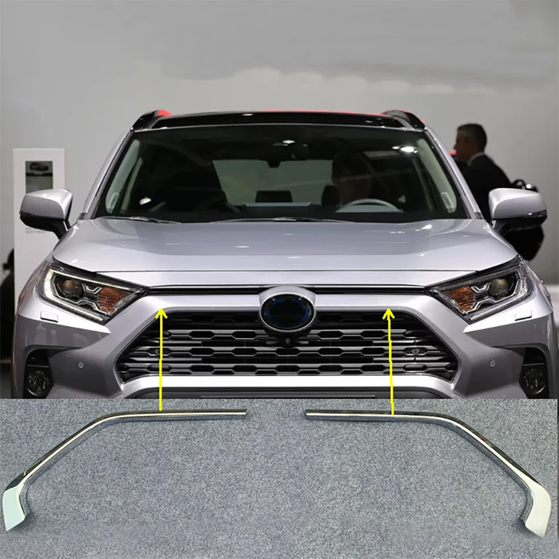 2 шт. ABS Хромированная Автомобильная Передняя решетка для гриля декоративная накладка полоски для Toyota RAV4 наклейки для стайлинга автомобилей