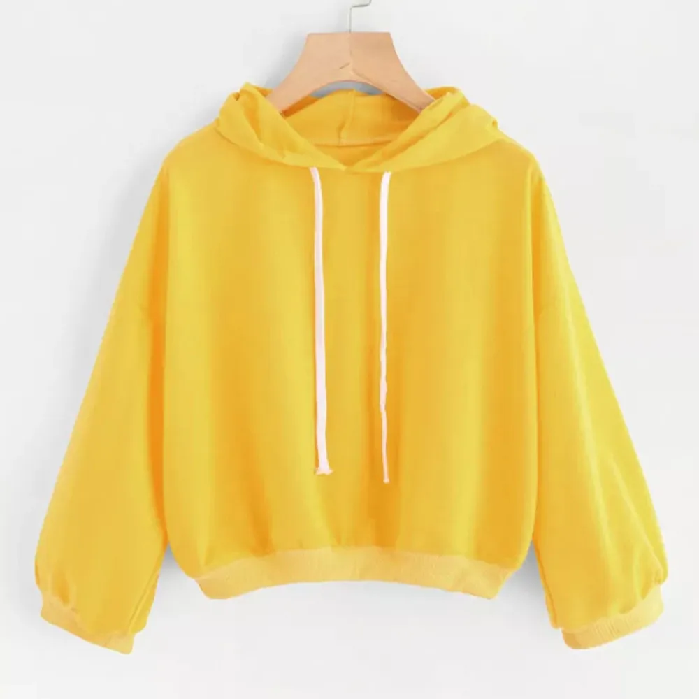 Autumn New Harajuku Yellow Sweatshirts Crop Top women Long sleeve