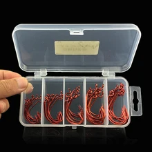 51 шт./компл. красные, черные крючок под червя с высоким содержанием углерода Сталь рыболовный крючок для Техас Мягкая приманка 2#, 1#, 1/0#2/0#3/0