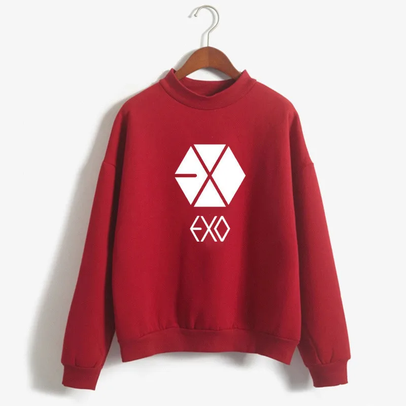 Толстовки EXO Kpop Женская толстовка зимний Женский свитшот с принтом Moletom K pop