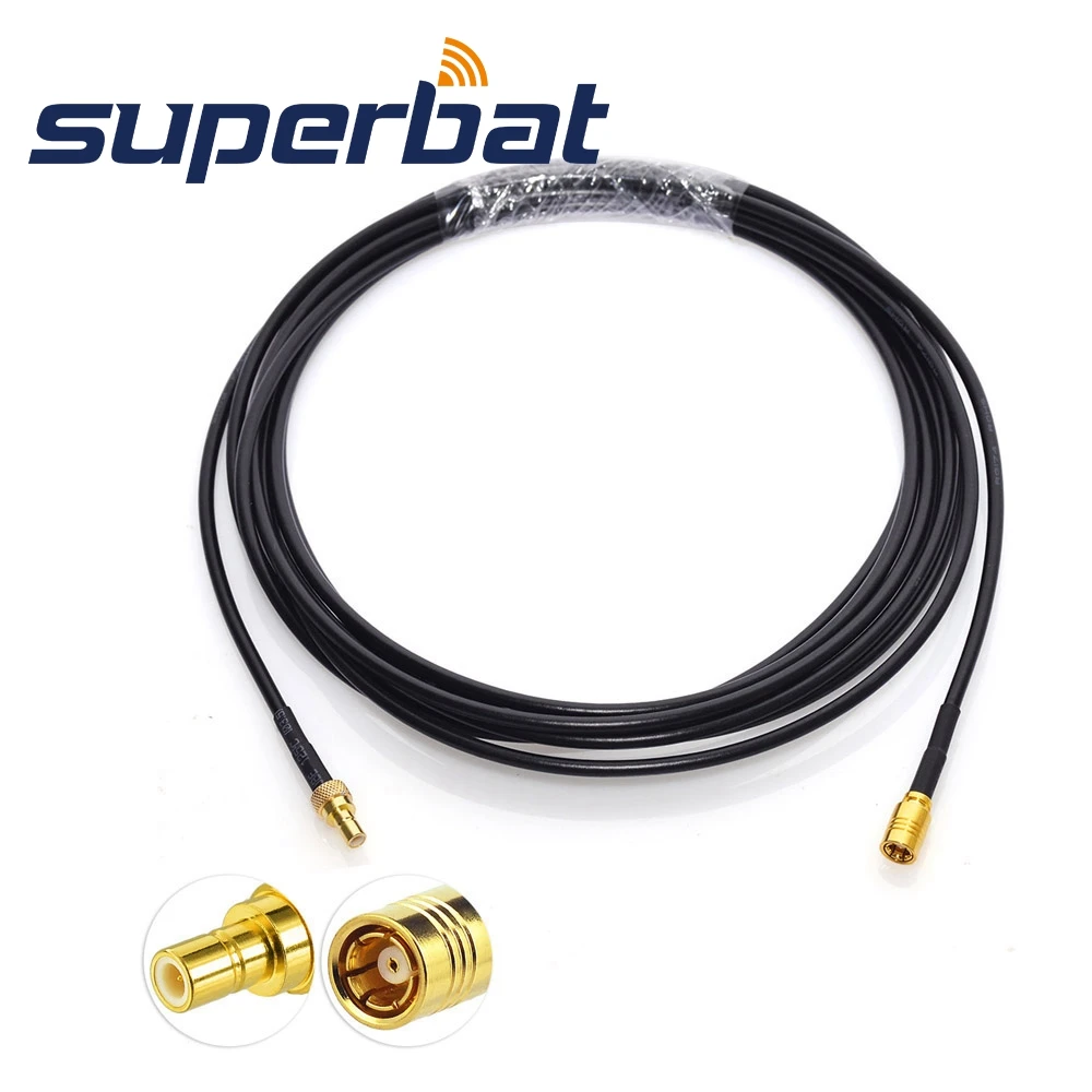 Superbat SMB Male to SMB Female Car Radio Aerial Adapter Connector RG174 3M Extension Cable for C-KO DAB/DAB+ Antenna
