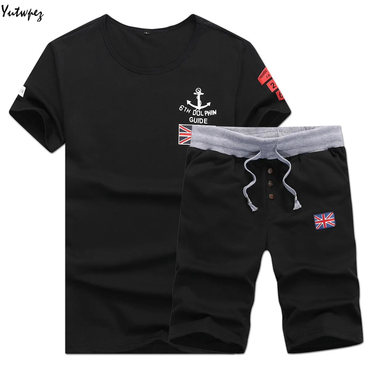 Yutwpez лето для мужчин комплект футболки с коротким рукавом из двух предметов Топы Корректирующие+ шорты для женщин Костюм спортивный
