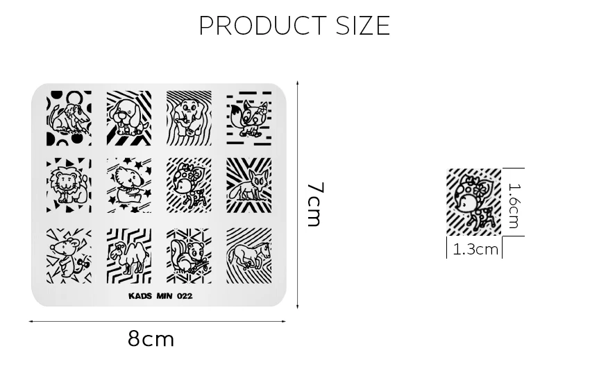 KADS Новое поступление мин печать прекрасные животные из мультфильмов Лев слон жираф Шаблон трафарет Красота Инструменты рисунок для нейл-арта штамп пластина