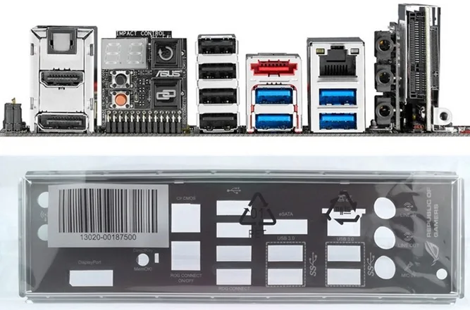 original ASUS I//O IO SHIELD MAXIMUS VI IMPACT backplate