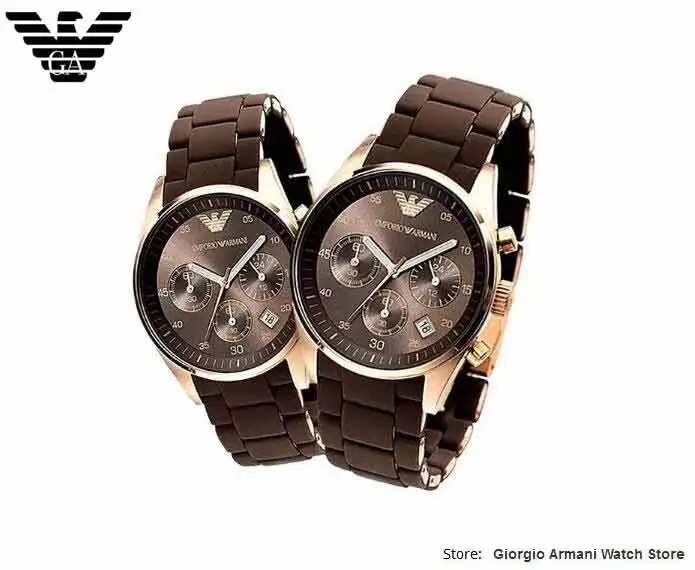 

Free shipping Armani watches plastic steel rose gold, brown disc couple tables, Armani watches AR5890