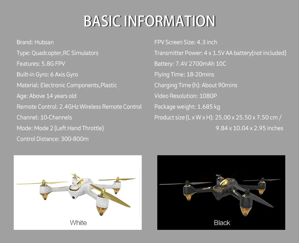 Hubsan H501S X4 RC дроны 5,8G FPV Бесщеточный с 1080P HD камерой gps RC Квадрокоптер переключатель дистанционного управления Дрон вертолет