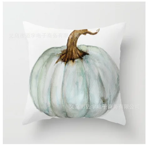 

Watercolor Pumpkin Printed Cushion Cover Fall Square Pillow Case Sofa Car Waist Throw Cushion Cover Halloween Thanksgiving Decor